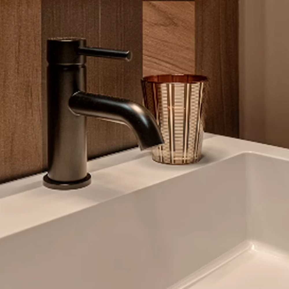 GROHE Essentials bathroom accessories arrangement including towel bar, robe hook, and soap dispenser in chrome finish