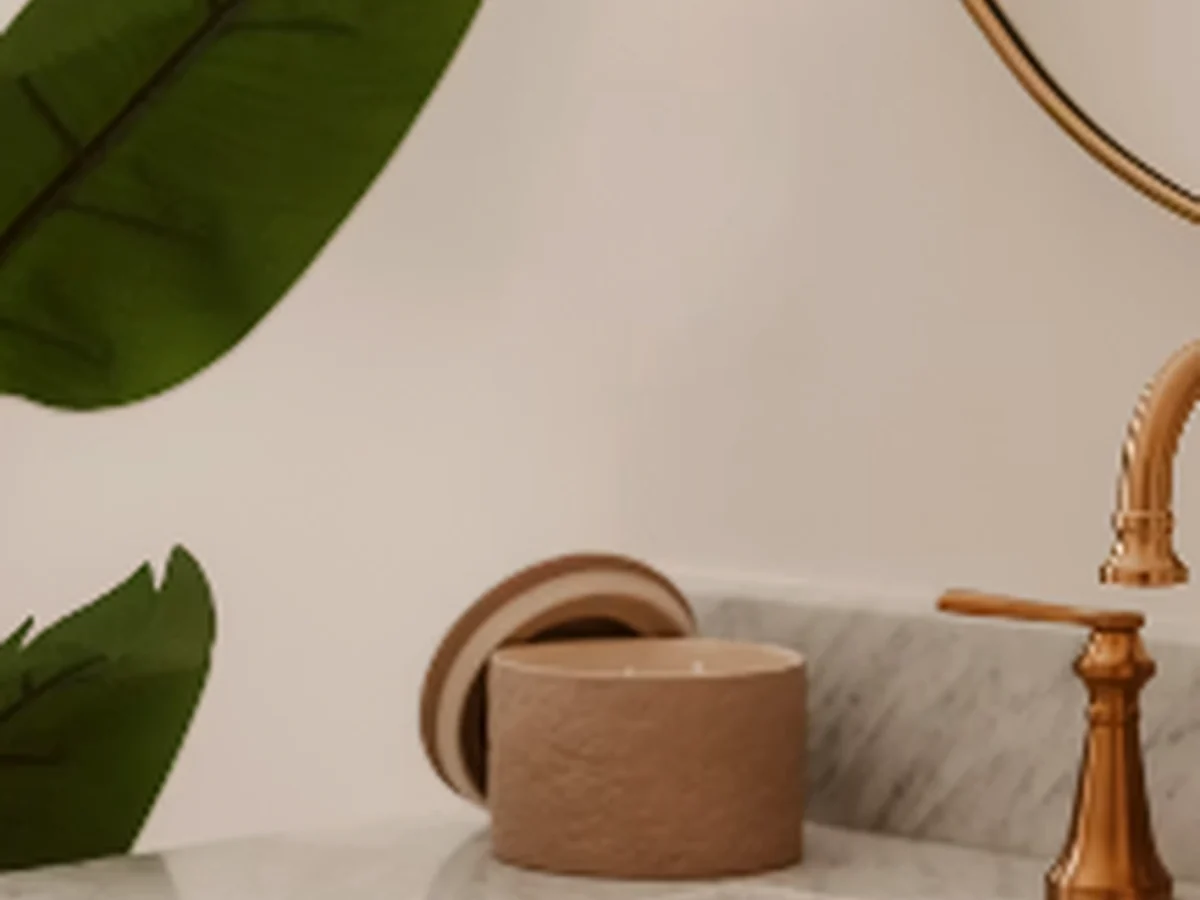 Close-up of GROHE basin mixer handle on marble surface